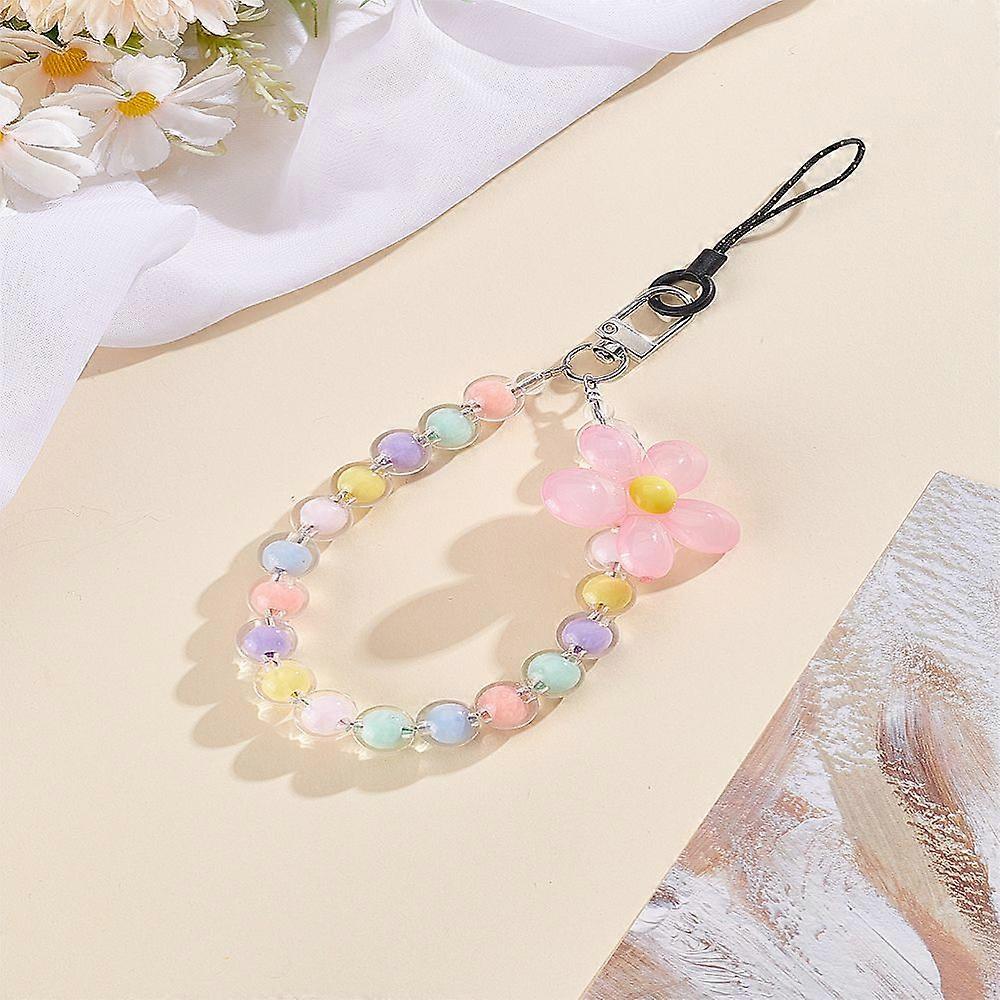 1pc Plastic Mobile Strap Alloy Clasp Flower Pink 20.6cm
