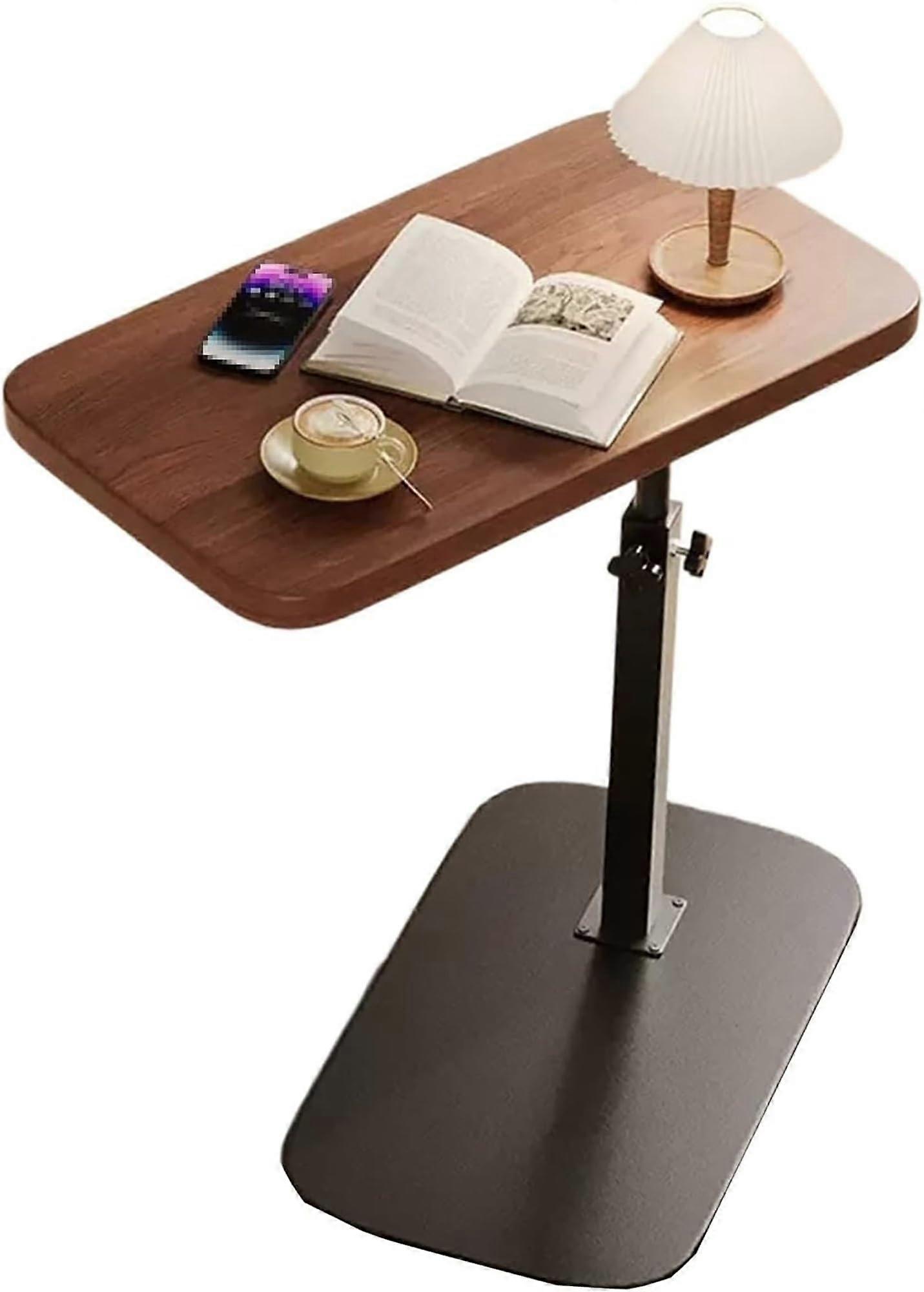 Adjustable Side Table with 4580cm Height and 360 Swivel Brown C Shaped Bedside Laptop Coffee Table