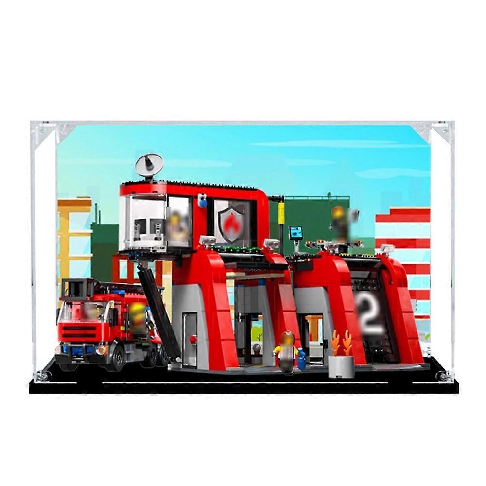 Acrylic Display Case for  60414 Fire Station, Clear Dustproof Box with Precise Fit Design