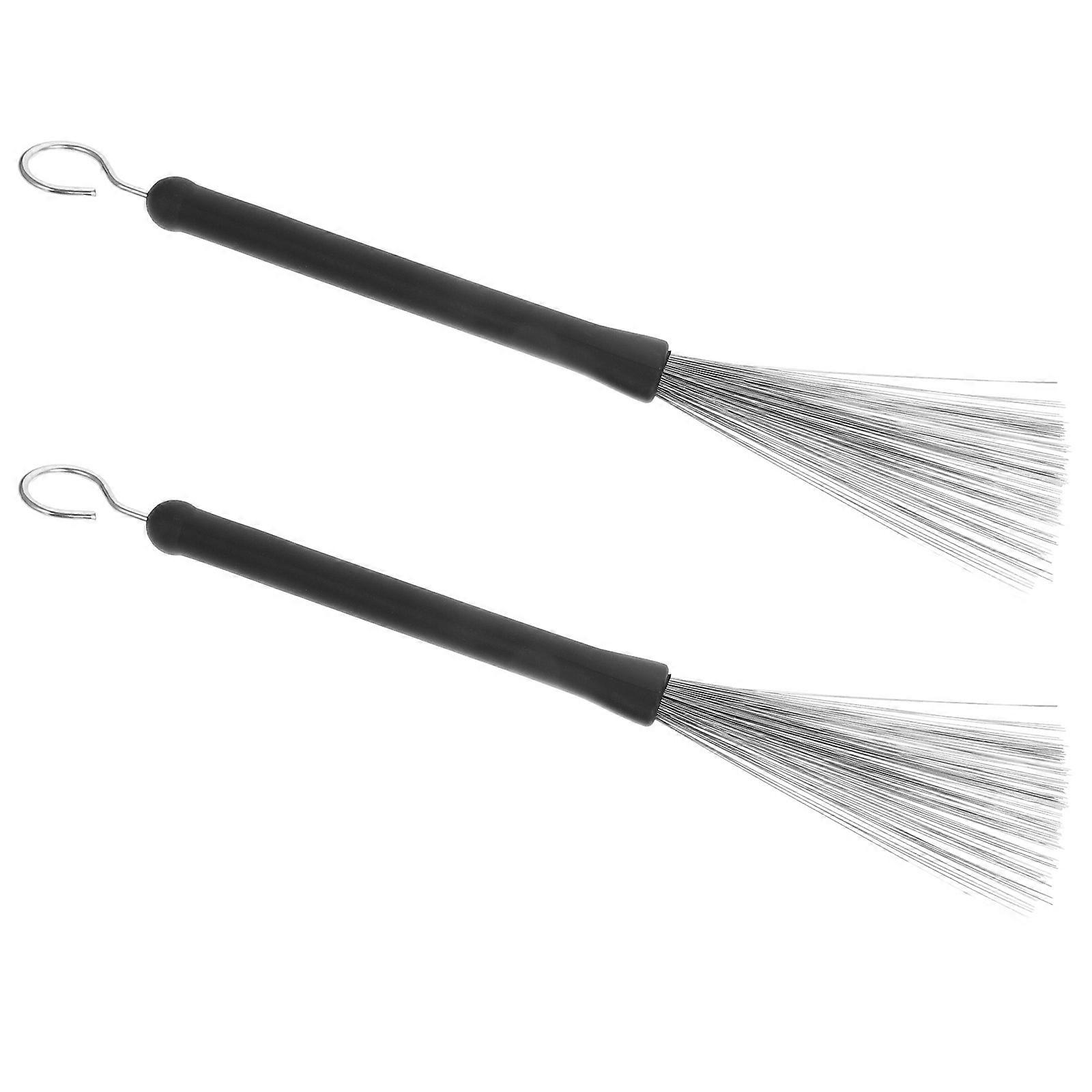 Percussion Instrument Drum Brushes Stainless Steel Wire Brush 2Pcs Set