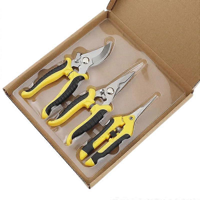 Gardening Tools Set with Pruning Scissors PH227, Bright Yellow MultiFunction Kit for Small Spaces