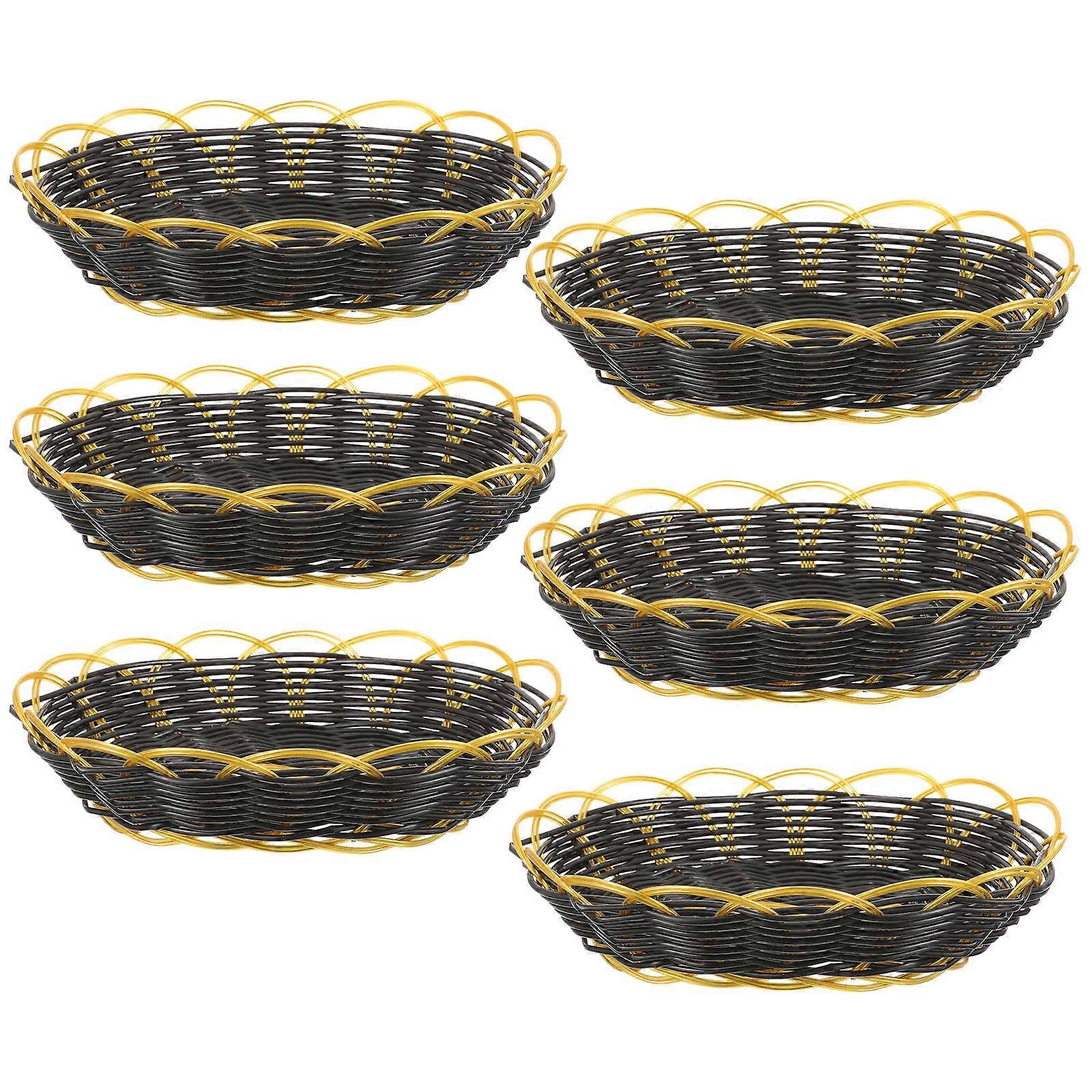 Plastic Fast Food Basket for Snack Storage Black 6Pcs Durable Set