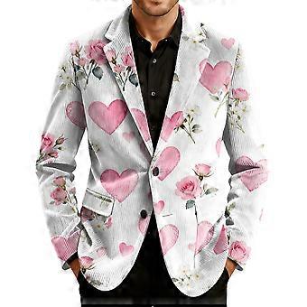 Blazer en velours côtelé imprimé pour homme, veste cardigan décontractée, blanc, XXXL