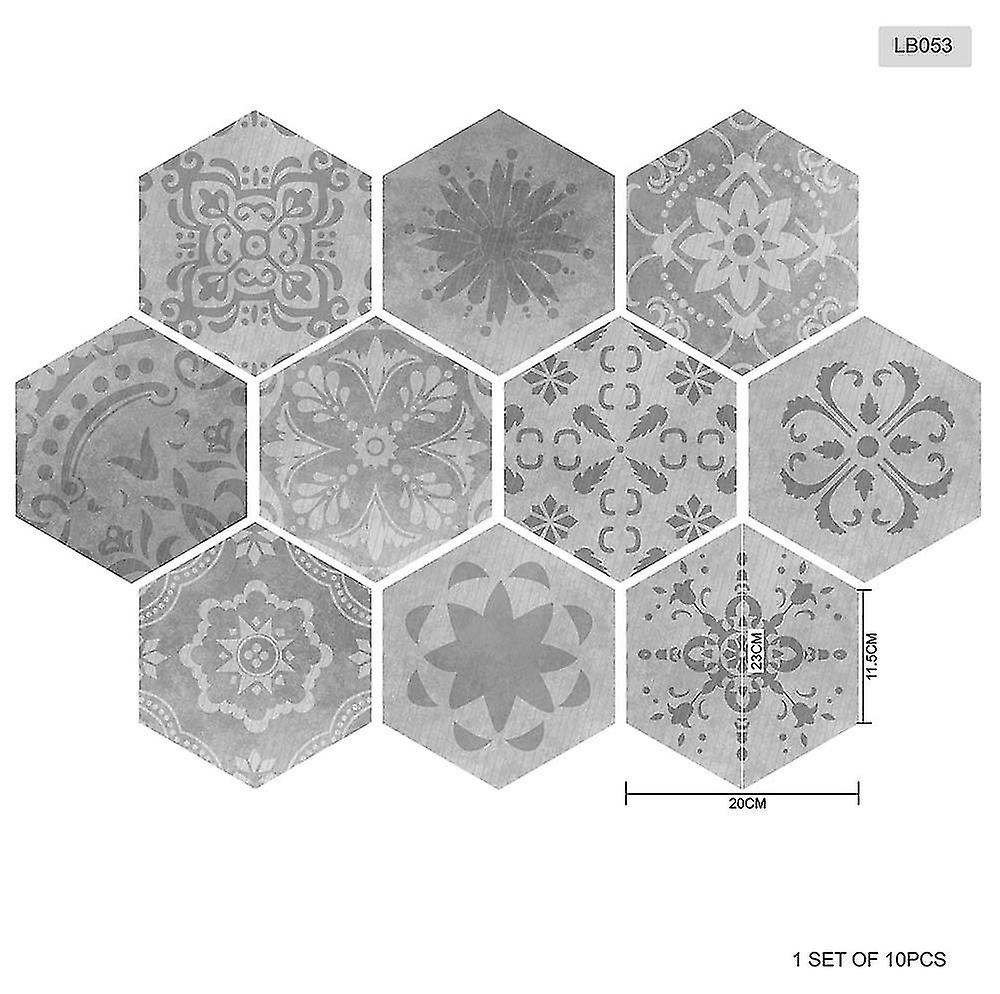 Hexagon Vine Mosaic Floor Stickers 10pcs/set Patchwork Wall Tiles Decals