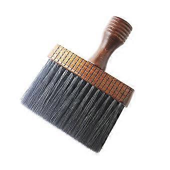 Professional Neck Duster Brush for Hair Removal Brown Wooden Handle