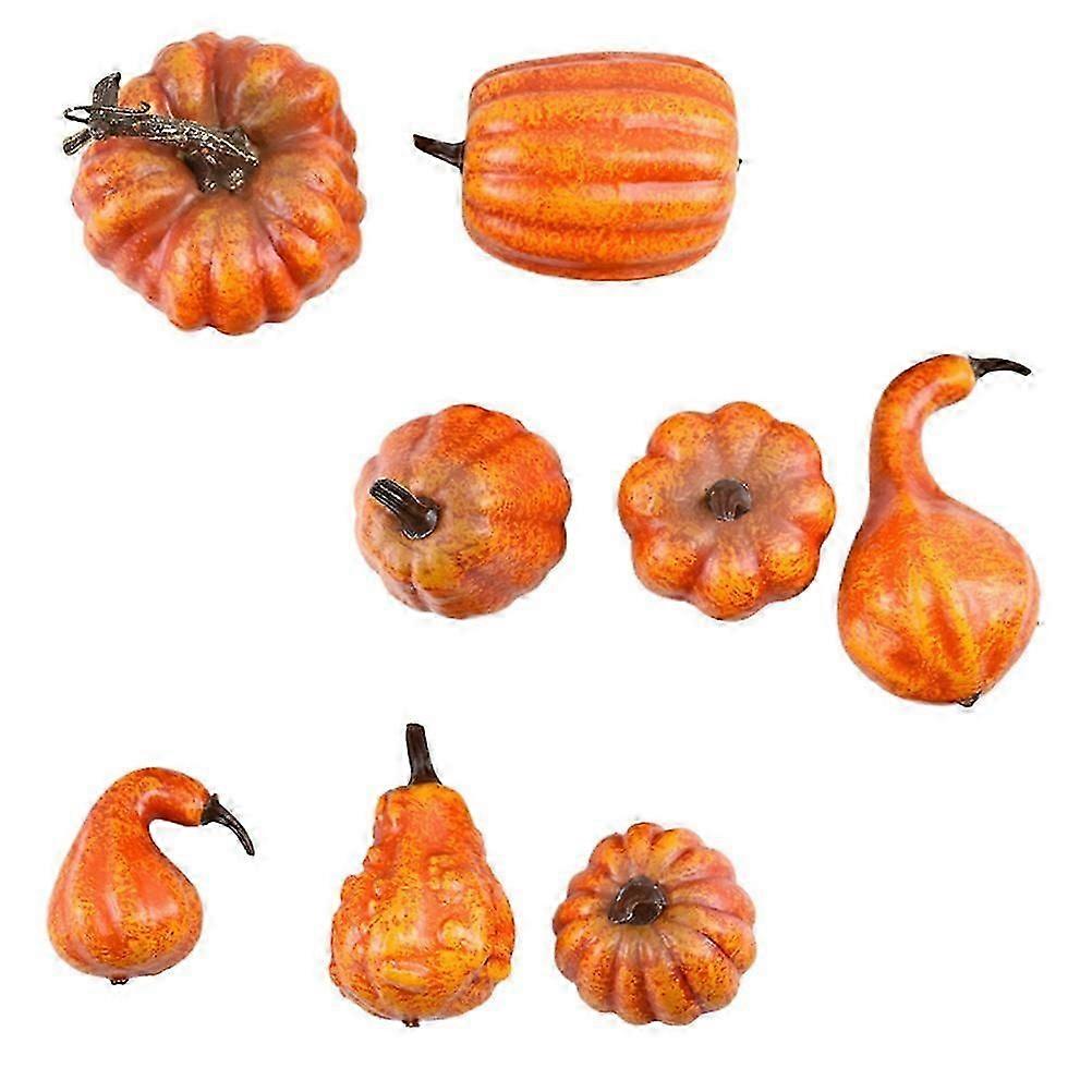 Pumpkin Decor Simulation Pumpkin Ornaments for Decor 8Pcs Orange Set