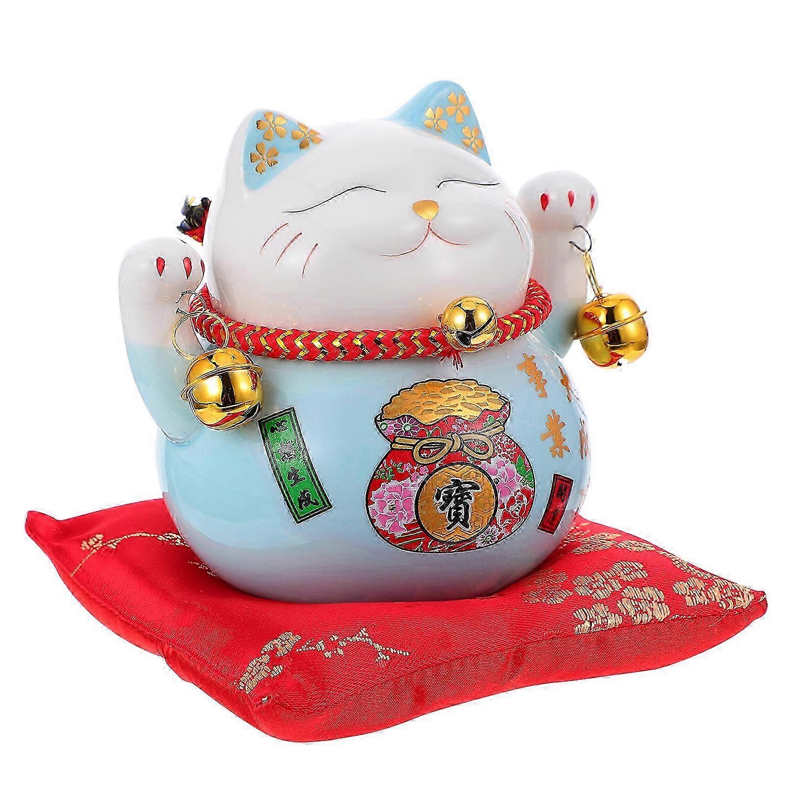 Blue Ceramic compatible withtune Cat Saving Pot compatible with Decoration 4Pcs Set