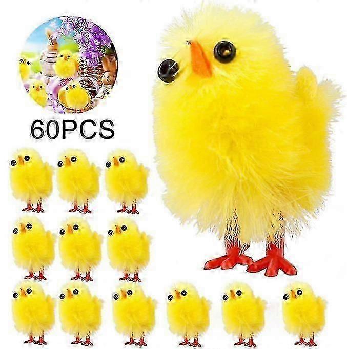 60 Pcs Mini Easter Chicks Yellow Easter Chenille Chicks,l