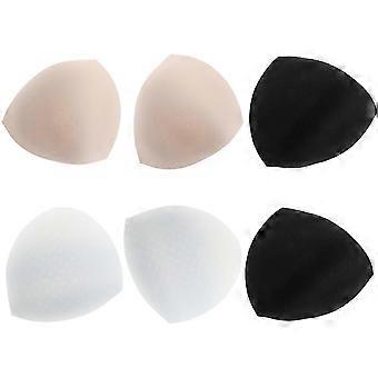 3 Paare/1 Set Dreieck herausnehmbare BH-Pad-Einsätze Atmungsaktive Schwammpolster für Damen Damen Mädchen Größe L (schwarz/weiß/hautfarben, je 1 Paar)