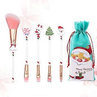 Makeup Christmas Gift Brush Set for Makeup Use 6Pcs White Cosmetic Tools