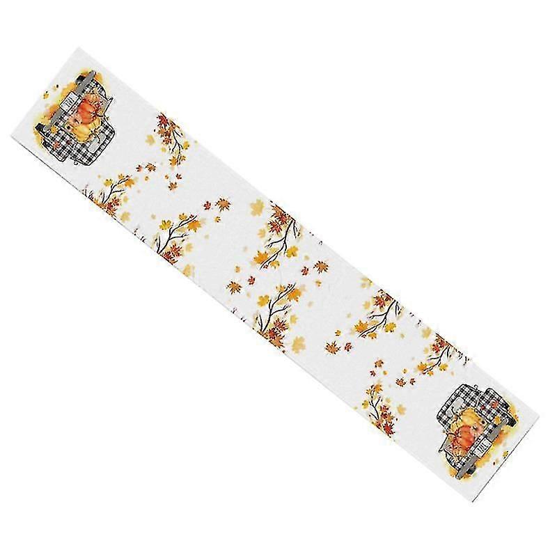 Maple Leave Pumpkins Buffalo Plaid Truck Table Runner