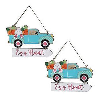 Easter American Truck Wooden Happy Easter Car Rabbit Radish Door Pendant Desk Toy Gifts Home Tablet