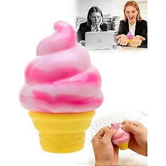 Ice Cream Cone Squeeze, Slow Rebound Squishy Fidget Toy, Colorful Stress Relief Sensory Toy for Kids and Adults, Summer Party Favors, Pink