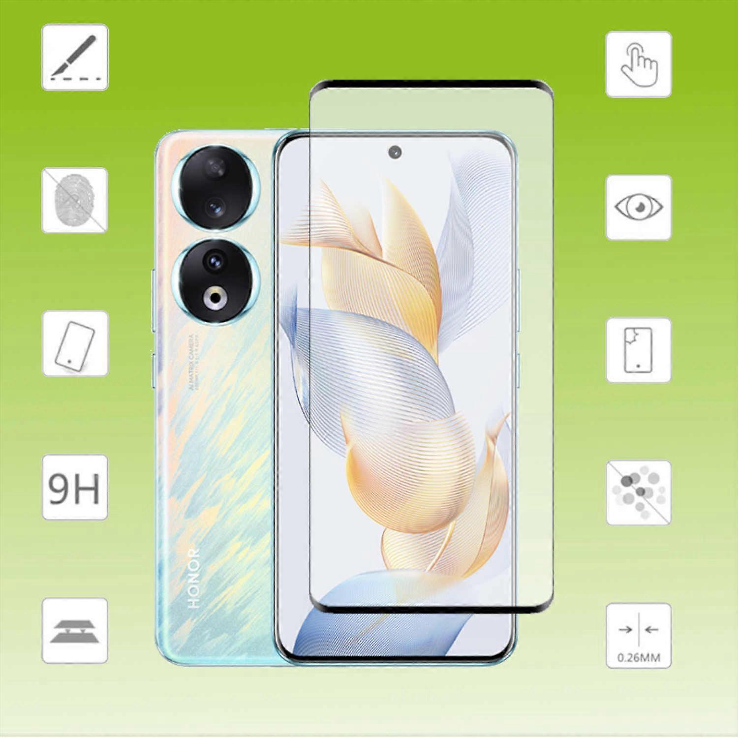 For Honor 90 Pro 4D Display Full LCD Curved H9 Tempered Glass Screen Protector Accessory