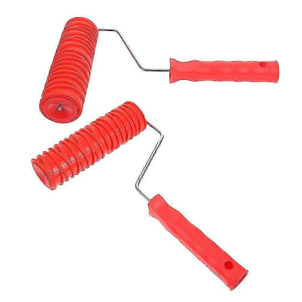 2pcs Textured Rubber Roller Drywall Texture Roller Patterned Paint Roller Wall Decor