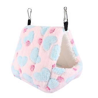 Winterwarmes weiches Haustier-Hauskäfigbett für Hängematte Eichhörnchen Totoro Kaninchen (rosa 14 * 12 cm)