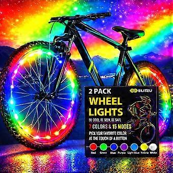 BLITZU Bike Wheel Lights 2-Pack, 7 Color Bicycle Spoke LED for Night Riding
