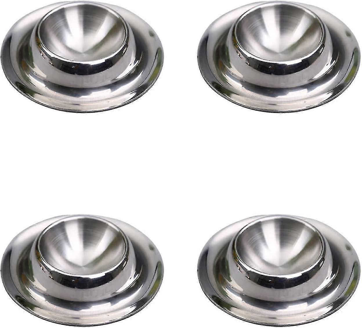 Pack Of 4 Stainless Steel Egg Cups, Polished Stackable Egg Cups, Round, Stackable(silver)