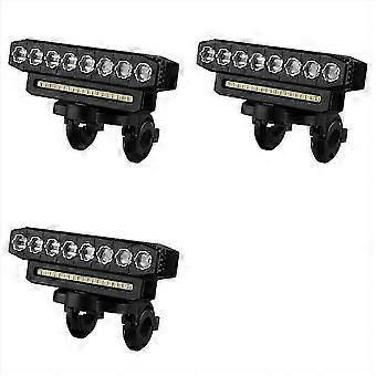 3 Pack USB Rechargeable Bicycle LED Headlight with 130dB Horn, Dual Lighting Modes, Quick-Release Mount for Night Riding