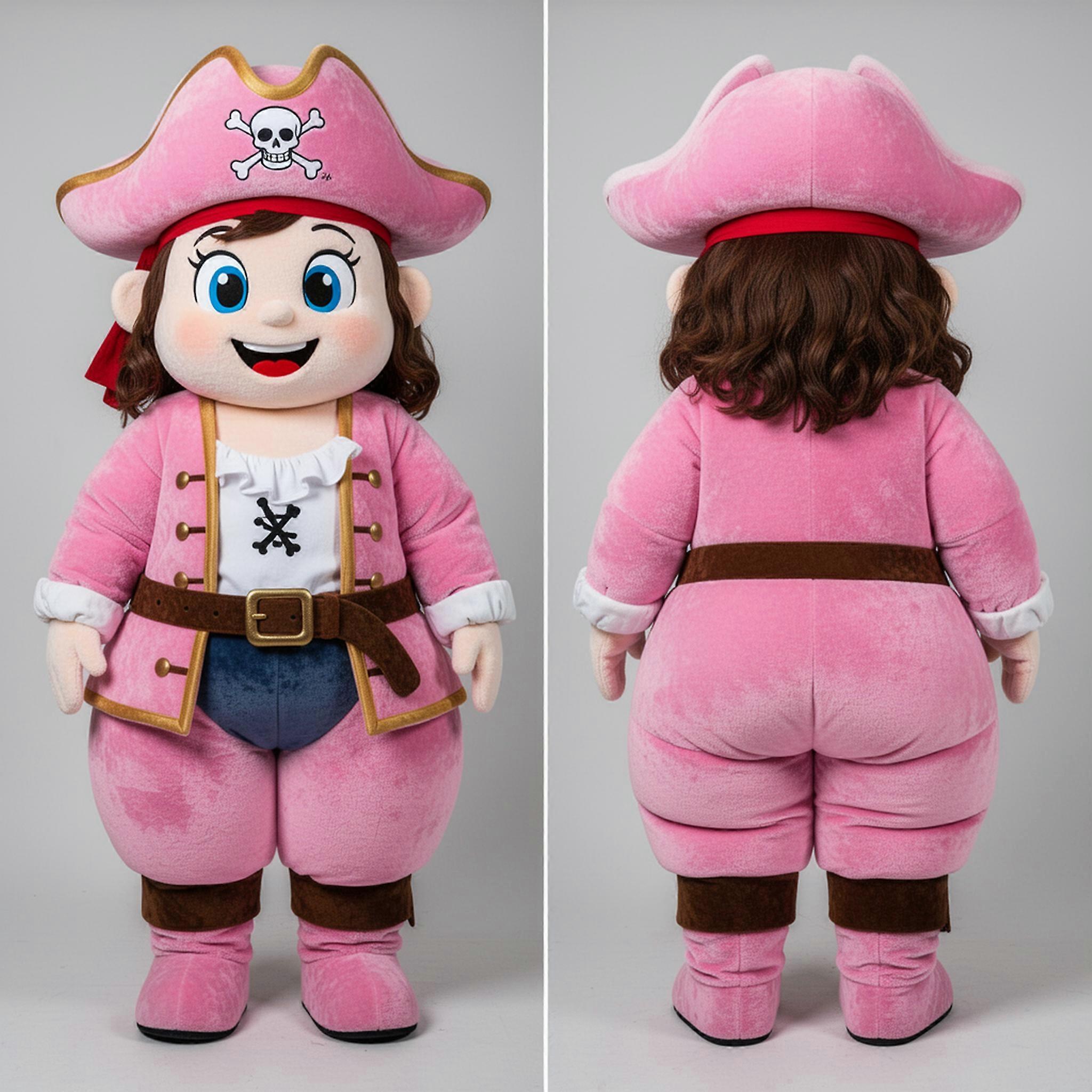 MASTICOT Pink Velvety Pirate Mascot
