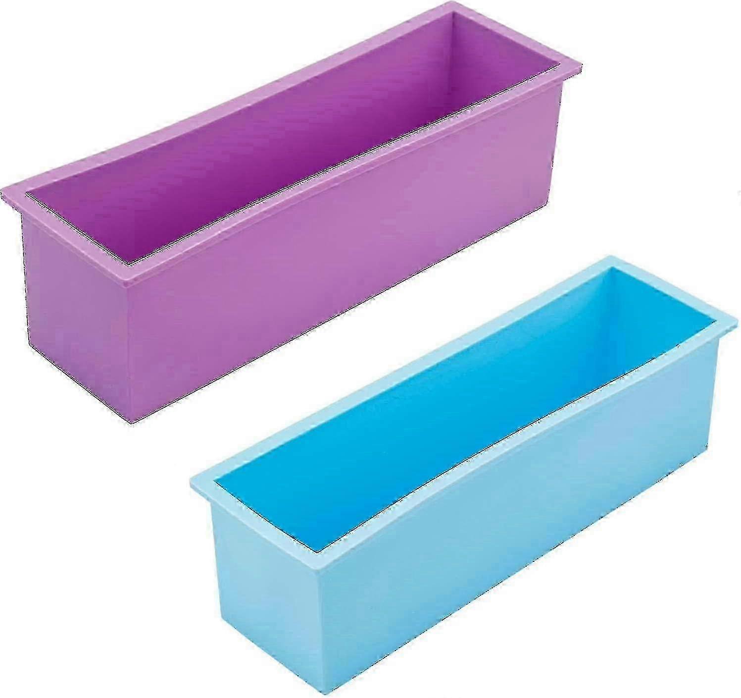 Flexible Rectangular Silicone Soap Molds compatible withCandle Crafting - 2 Pack 1.2kg