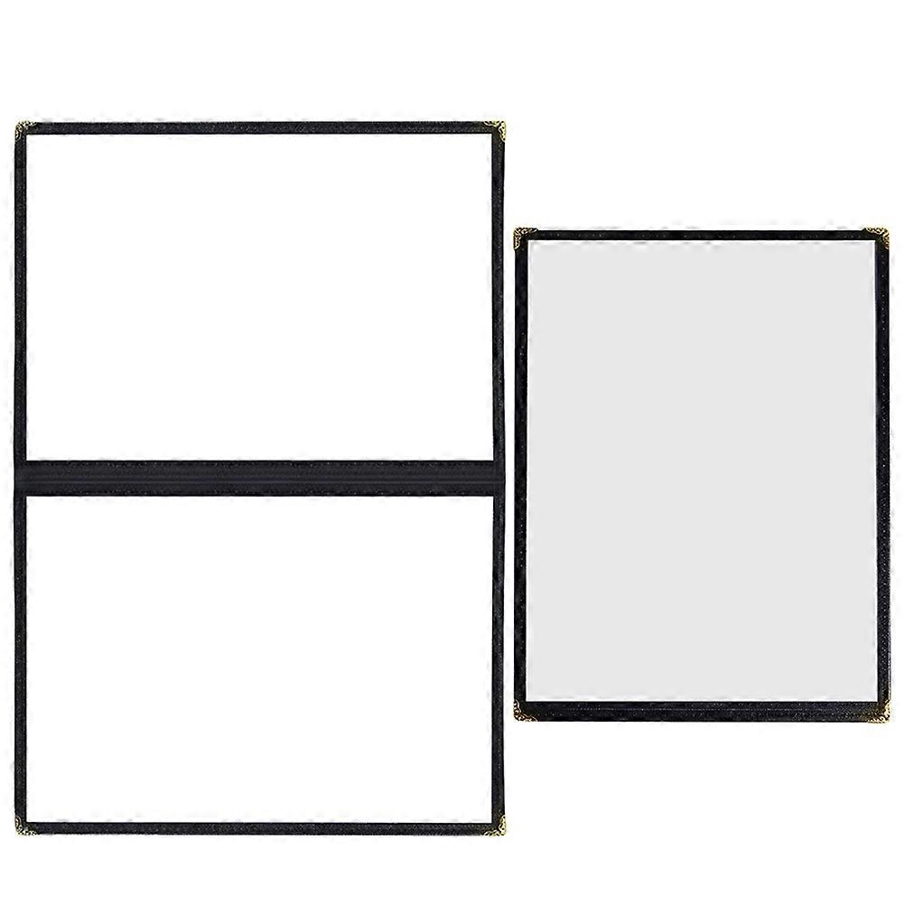 Loose Leaf Ring Binder Black Cover for Restaurant Menu 2Pcs Use