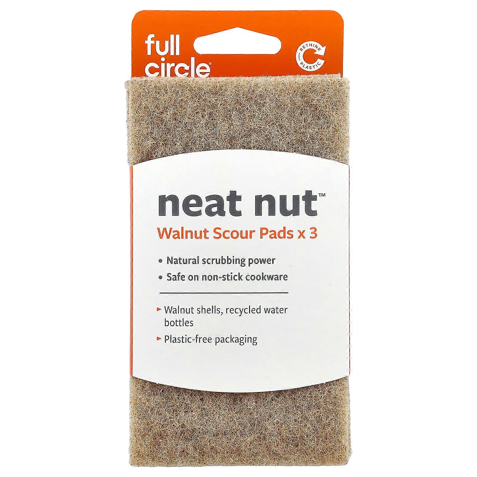 6 x Full Circle, Neat Nut™, Walnut Scour Pads, 3 Pack