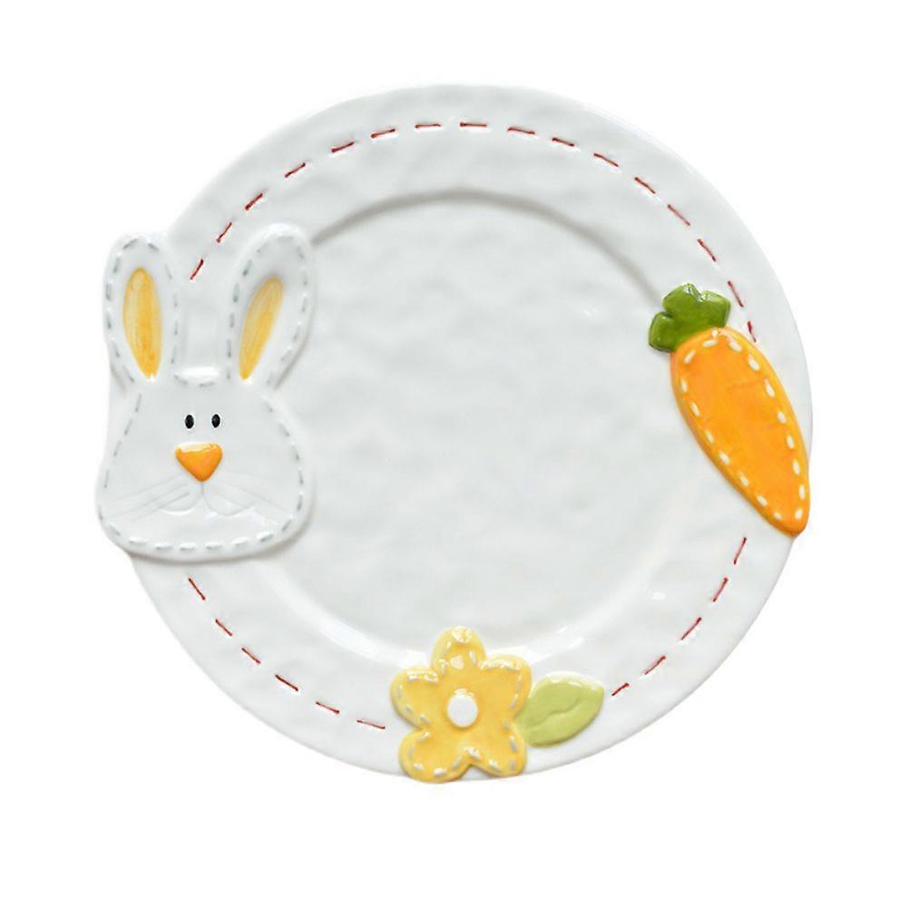 Floating Relief Rabbit Ceramic Plate for Dessert Serving