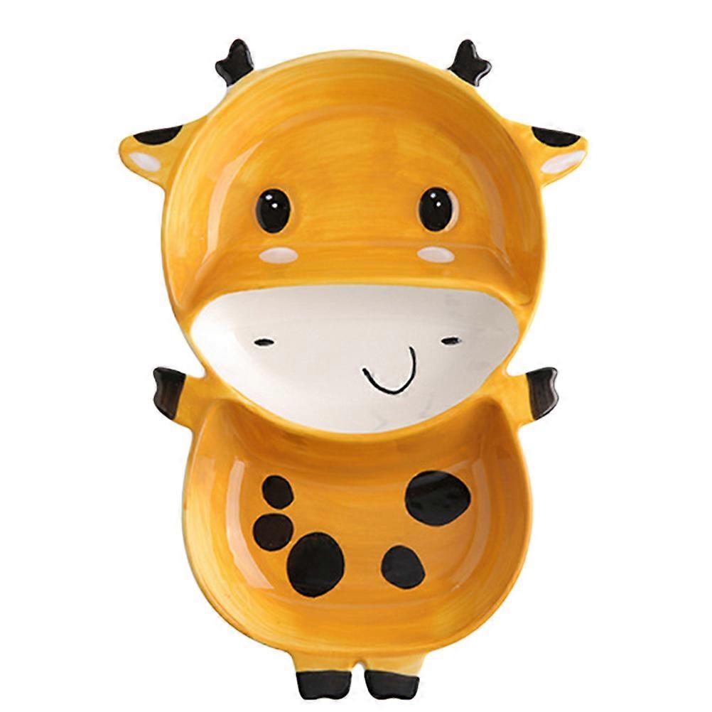 Deer Pattern Salad Plate Ceramic Portion Control Plate for Kids