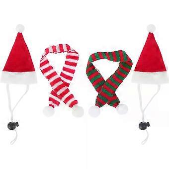 4pcs Pet Christmas Hats Plush Red Set for Guinea Pig Small Animal