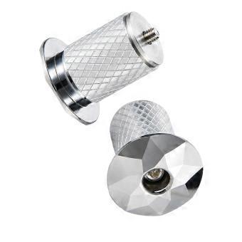 Cycling Bar-End Plugs, 1Pair with Aluminum Faceted Outer Plates and Recessed Tool Fastening Hardware for Bar Openings  silver