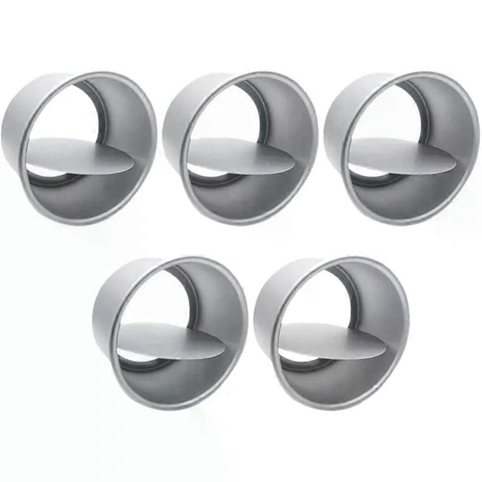 5pcs Round Cake Pan Set with Removable Bottom, Silver