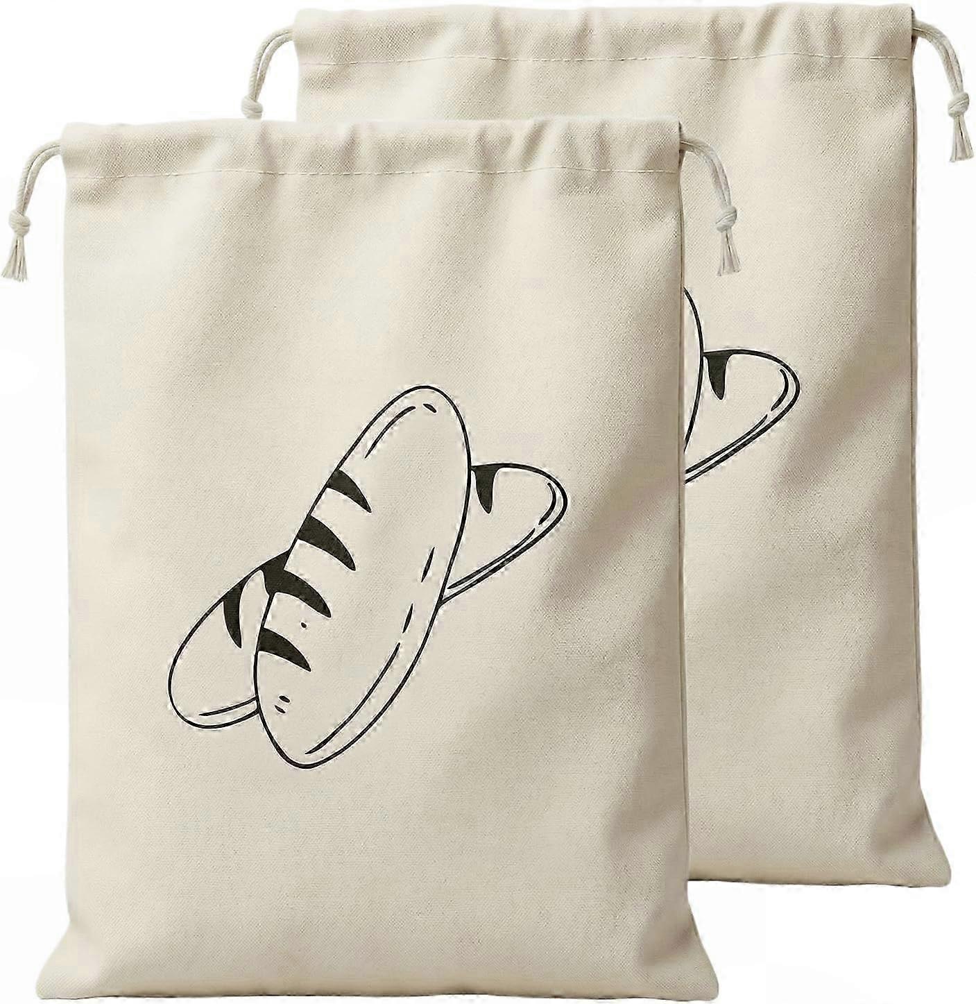 Keeps Bread Fresh Set of 2 Reusable Bread Bags with Drawstring