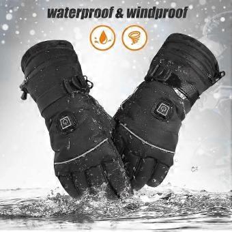3 Levels Battery- operated Heated Gloves Electric Winter Hand Finger Warm Gloves for Skiing Cycling Riding Size (Black)12*31cm core