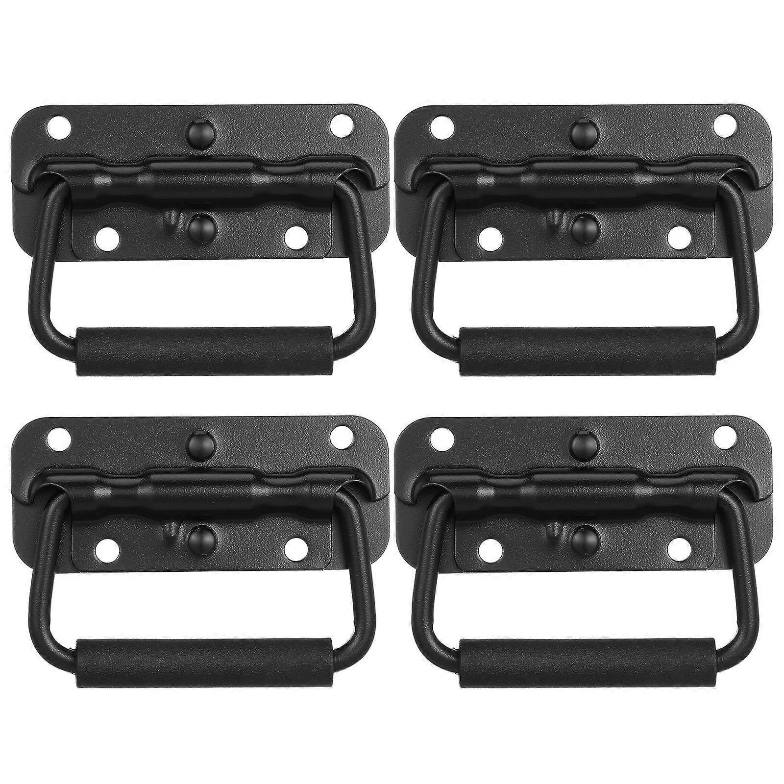 Spring Loaded Case Handle compatible with Door Use 4Pcs Surface Mount Black Steel