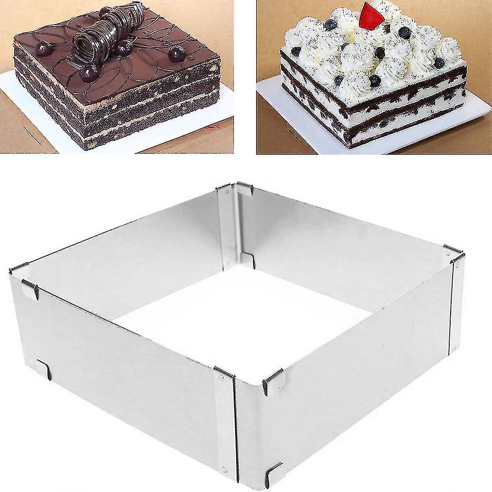Stainless Steel Cake Ring Square Cake Mousse Mold Ring Cutter, Adjustable From 10cm To 18cm
