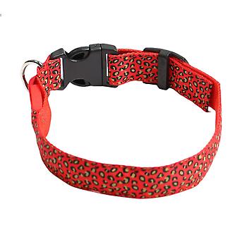 Veeki Led Luminous Pet Dog Collar Leopard Glowing Flash Puppy Collar For Night Safety Light-up Adjustable Necklace For Small Dogss
