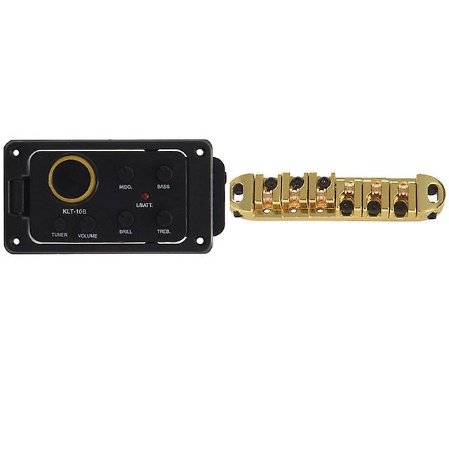 -Roller Adjustable Saddle Tune-o-matic And Brass Rollers Bridge With Klt-10b 4 Band Eq Equalizer Preamp Guitar Pickup