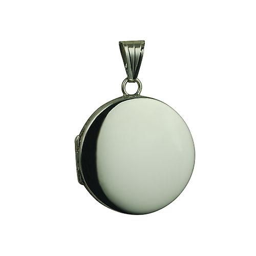 9ct White Gold 23mm round flat plain Locket