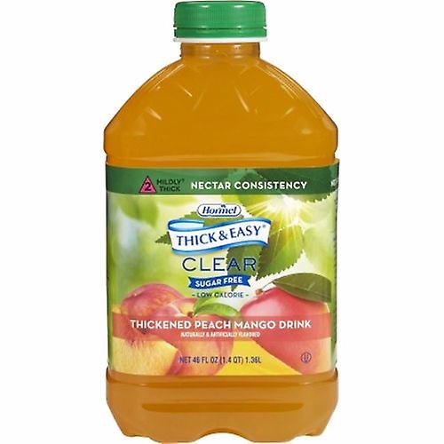 Hormel Thickened Beverage Thick & Easy Sugar Free 46 oz. Container Bottle Peach Mango Flavor Ready to Use , Count of 6 (Pack of 1)