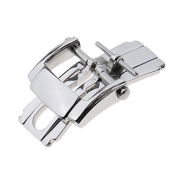 2xStainless Steel Deployment Butterfly Buckle Watch Strap Clasp Push Button