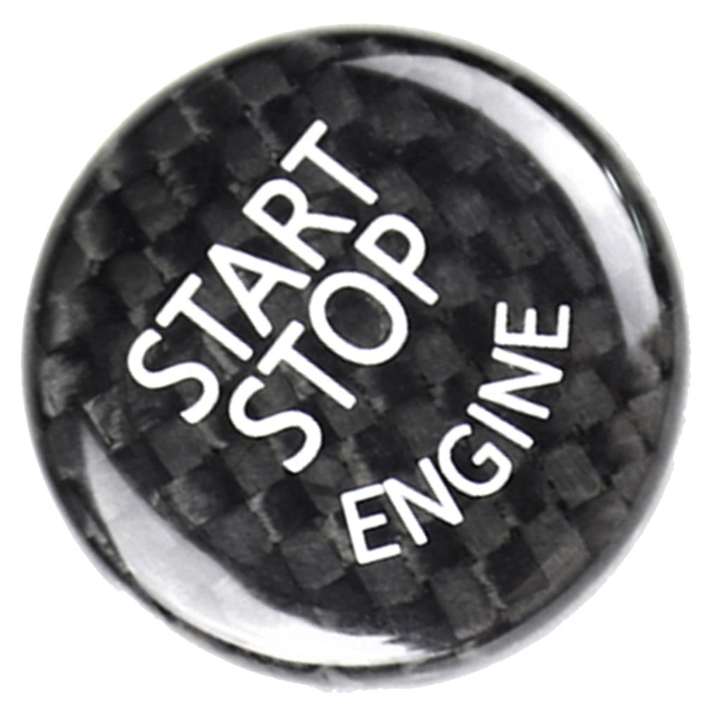 Black Carbon Fiber Car Engine Start Stop Switch Button Sticker Cover For BMW