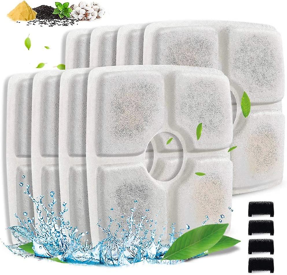 Pet Fountain Filter Set, 8 Pack 3 Triple Filtration System Replacement Cat Water Fountain Filters For 84oz/2.5l Automatic Pet Fountain Cat Water Fount