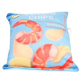 Kartoffelchips Plüsch-Hundespielzeug eingebaut in klapperndes Papier bissresistent Quietschende Snacktasche Hundespielzeug für Welpen frische Garnelen Blau
