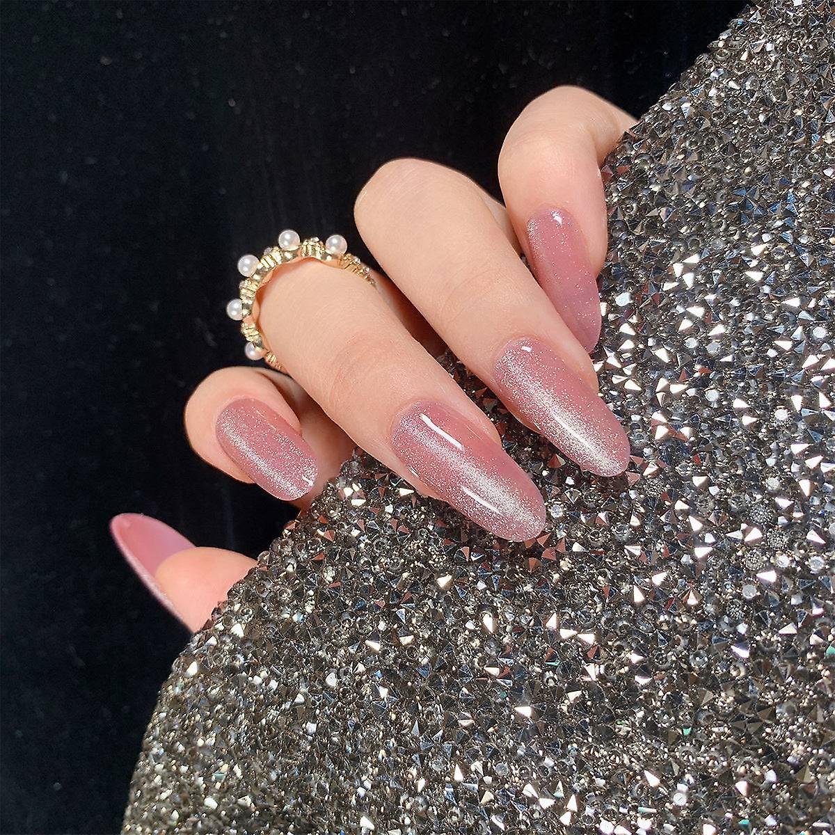 False Nail Tips Fake Artificial Art DIY Finger Cover Grape Amethyst Cat Eye Long Finished Waterproof