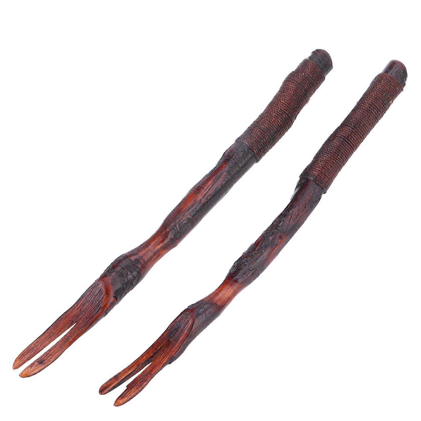 2Pcs Phoebe Wood Fruit Forks with Tangled Wire 13g Kitchen Set