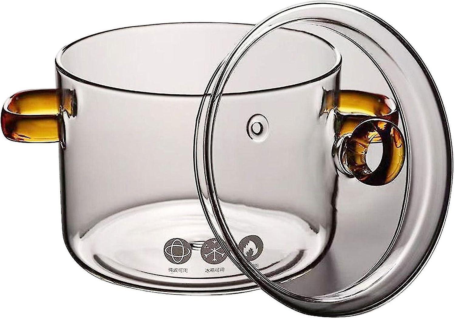 وعاء عصيدة حساء زجاجي شفاف مع غطاء ، تسخين الميكروويف ، وعاء طبخ المعكرونة