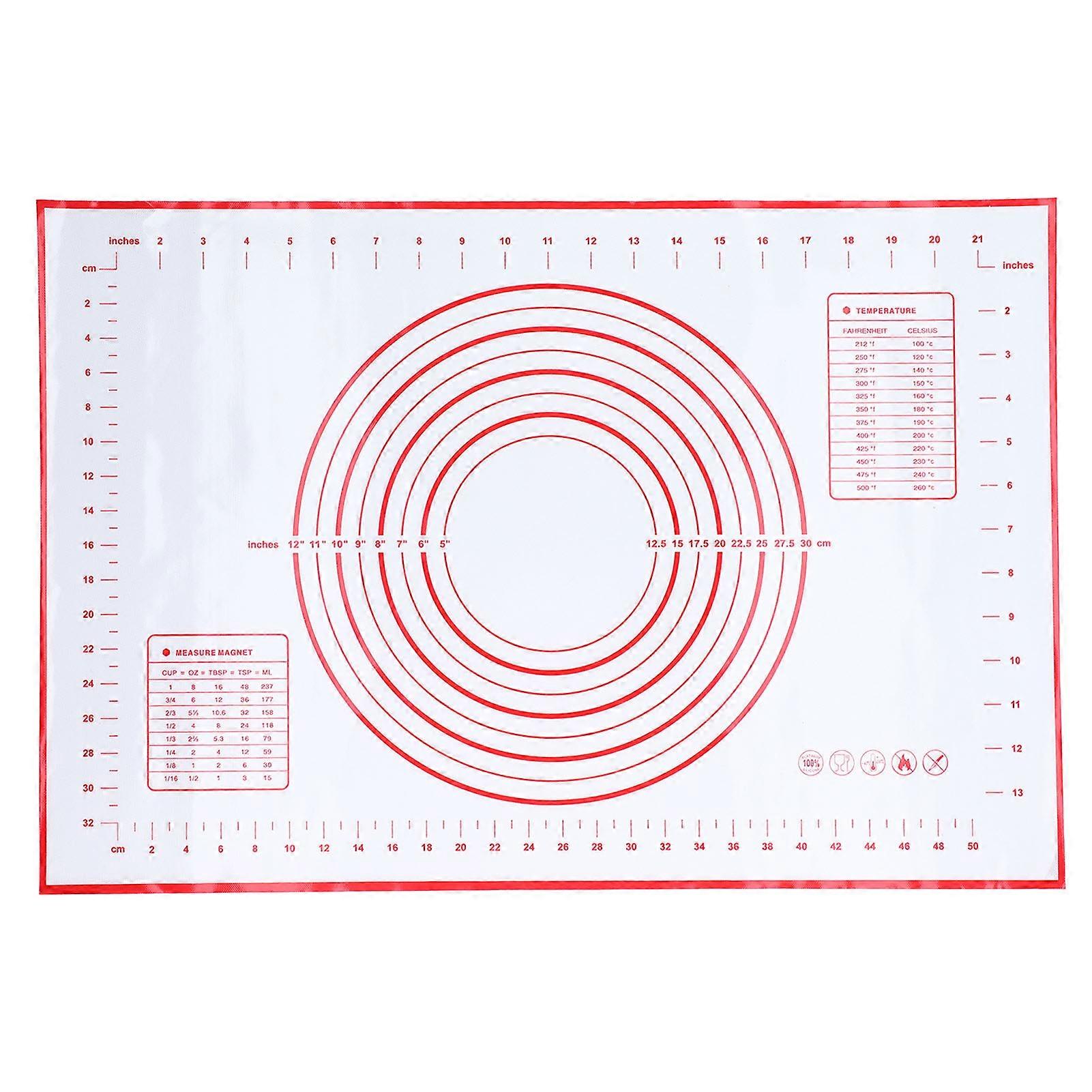 Red Silicone Baking Mat with Non-Slip Grip, Measuring Marks & Multi-Use Design