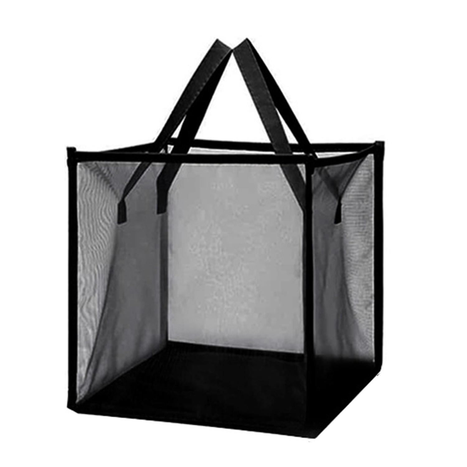 Laundry Basket Large Capacity Square Foldable Side Handles Fine Mesh Transparent Visible Dirty Cloth