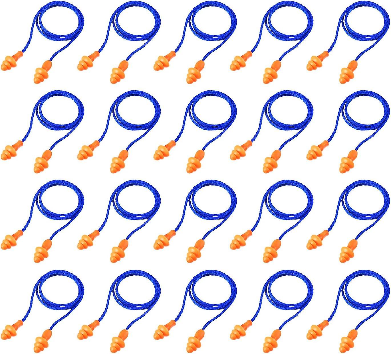 Corded Ear Plugs Reusable Silicone Earplugs With String Banded Ear Plug Sleep Noise Cancelling For Hearing Protection(20pcs, blue)